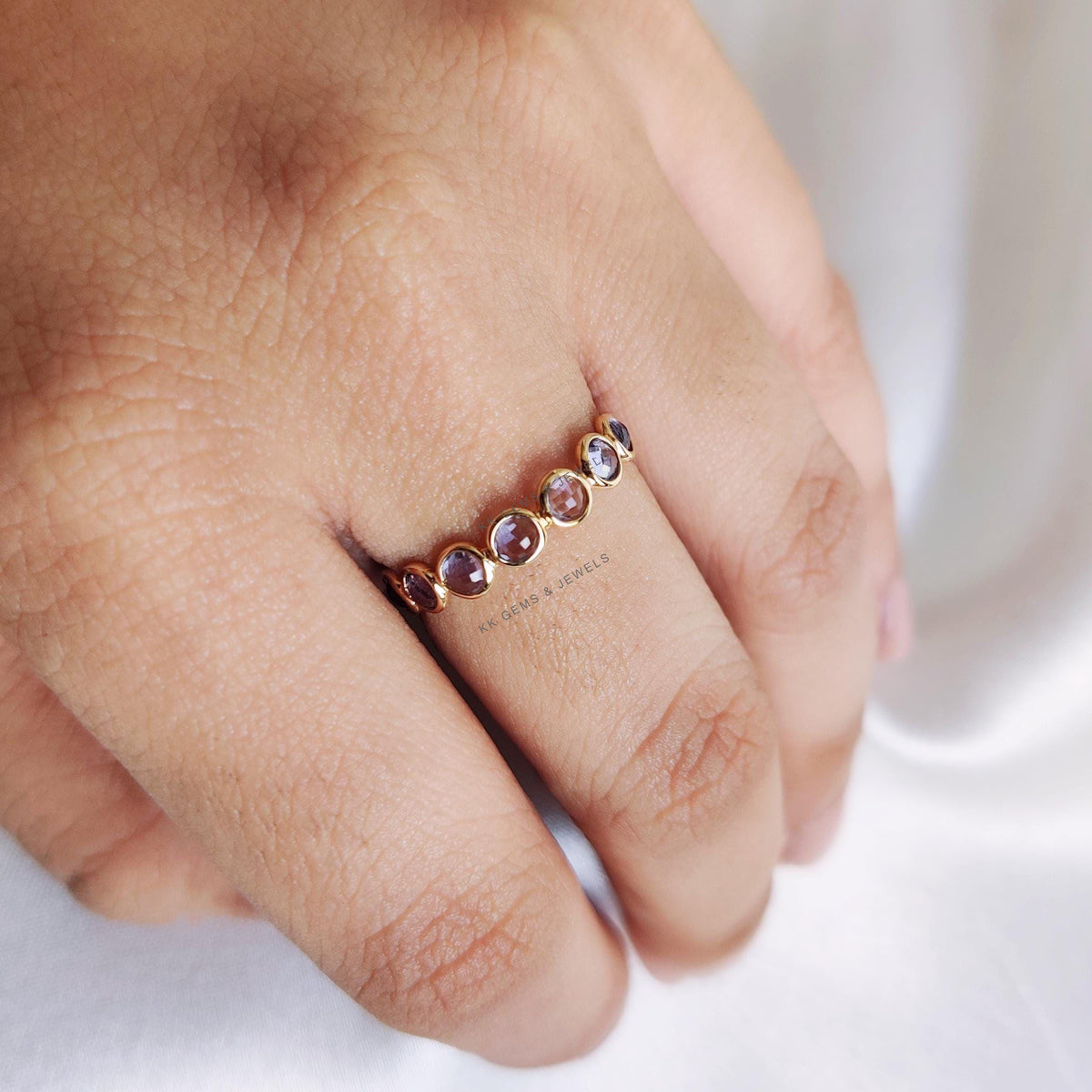 14K Solid Yellow Gold Natural Tanzanite & Diamond Ring, December Birthstone