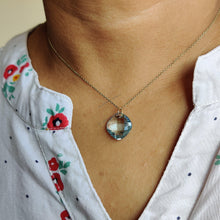 14K Solid Gold Natural Sky Blue Topaz Drill Pendant, December Birthstone