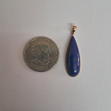 14K Solid Gold Natural Lapis Lazuli Pendant: Pear Cabochon, September Birthstone