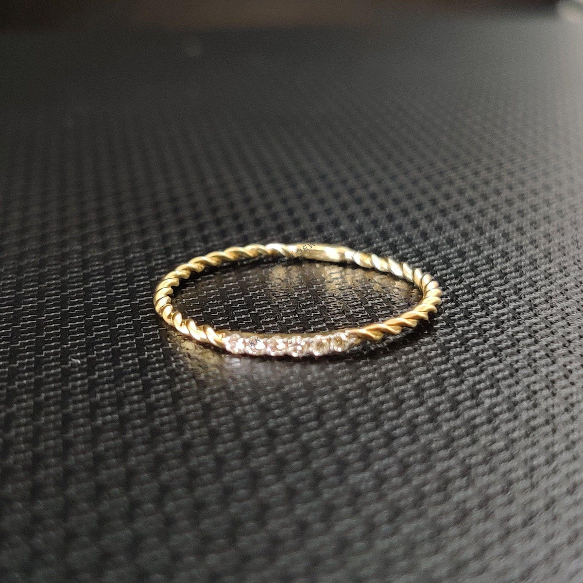 Dainty 14K Solid Gold Natural Diamond Ring, April Birthstone