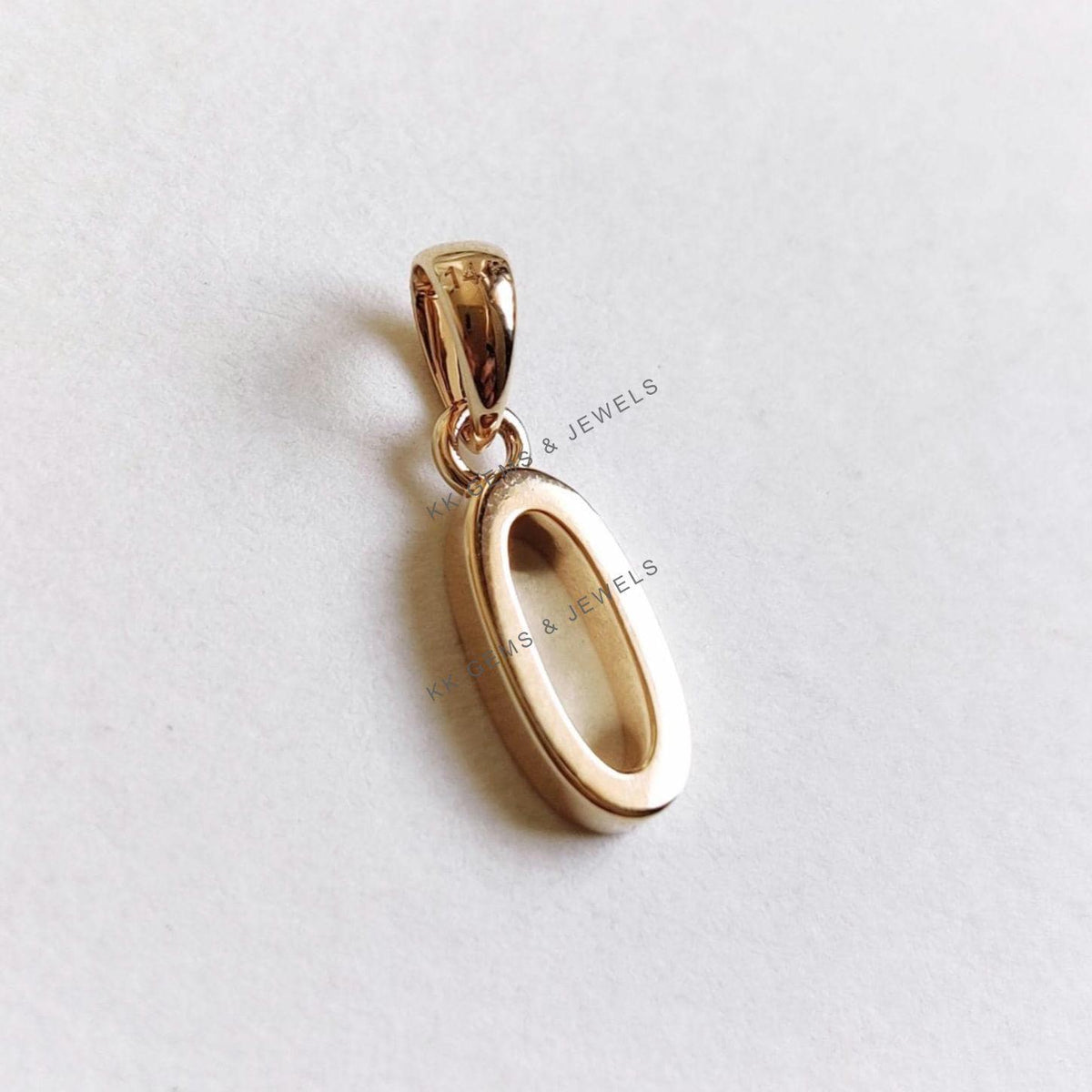 14K Solid Gold Number Zero Pendant, Dainty Charm
