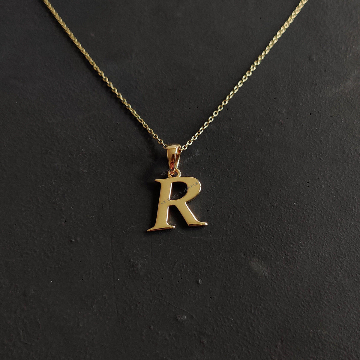 14K Solid Gold Initial R Pendant, Personalized Charm
