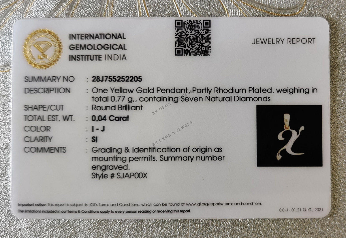 14K Solid Yellow Gold Initial X Diamond Pendant, Birthday Gift