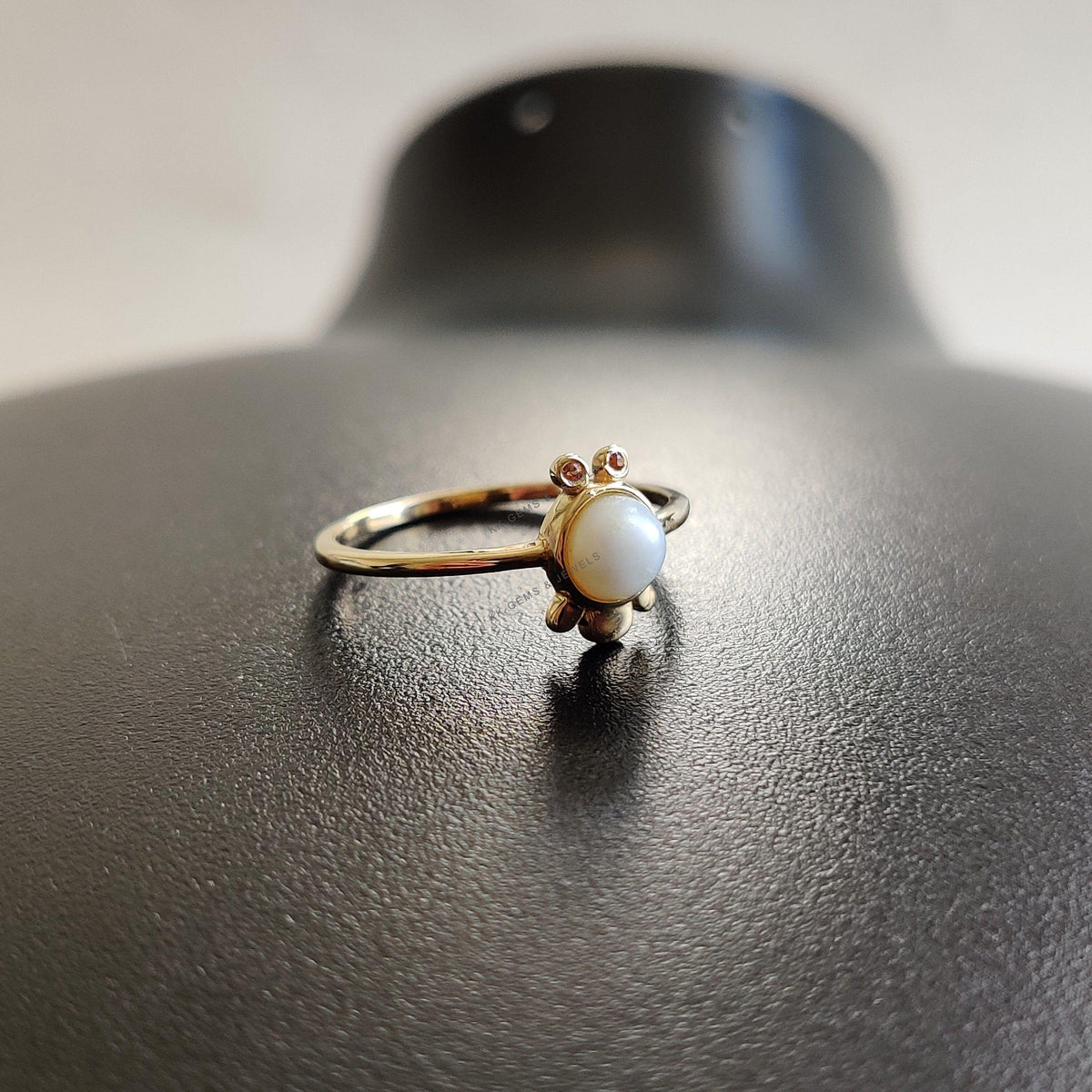 14K Solid Gold Natural Pearl & Orange Sapphire Ring, June September Birthstone, Christmas Gift