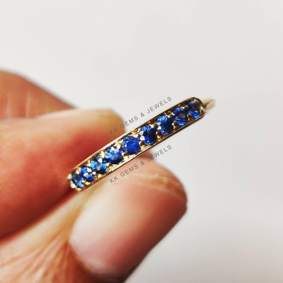 Natural Blue Sapphire 14K Solid Yellow Gold Ring, September Birthstone