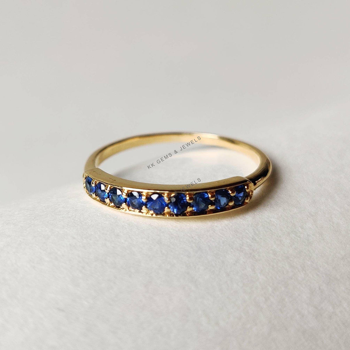 Natural Blue Sapphire 14K Solid Yellow Gold Ring, September Birthstone