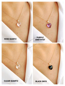 14K Solid Gold Heart Charm Pendant, Natural Briolette Drill Pendant