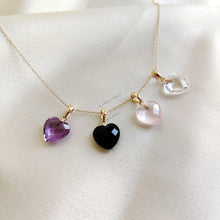 14K Solid Gold Heart Charm Pendant, Natural Briolette Drill Pendant