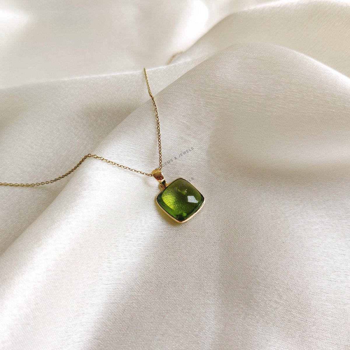 Natural Peridot Pendant, 14K Solid Yellow Gold Pendant, August Birthstone, Bezel Pendant, Christmas Present