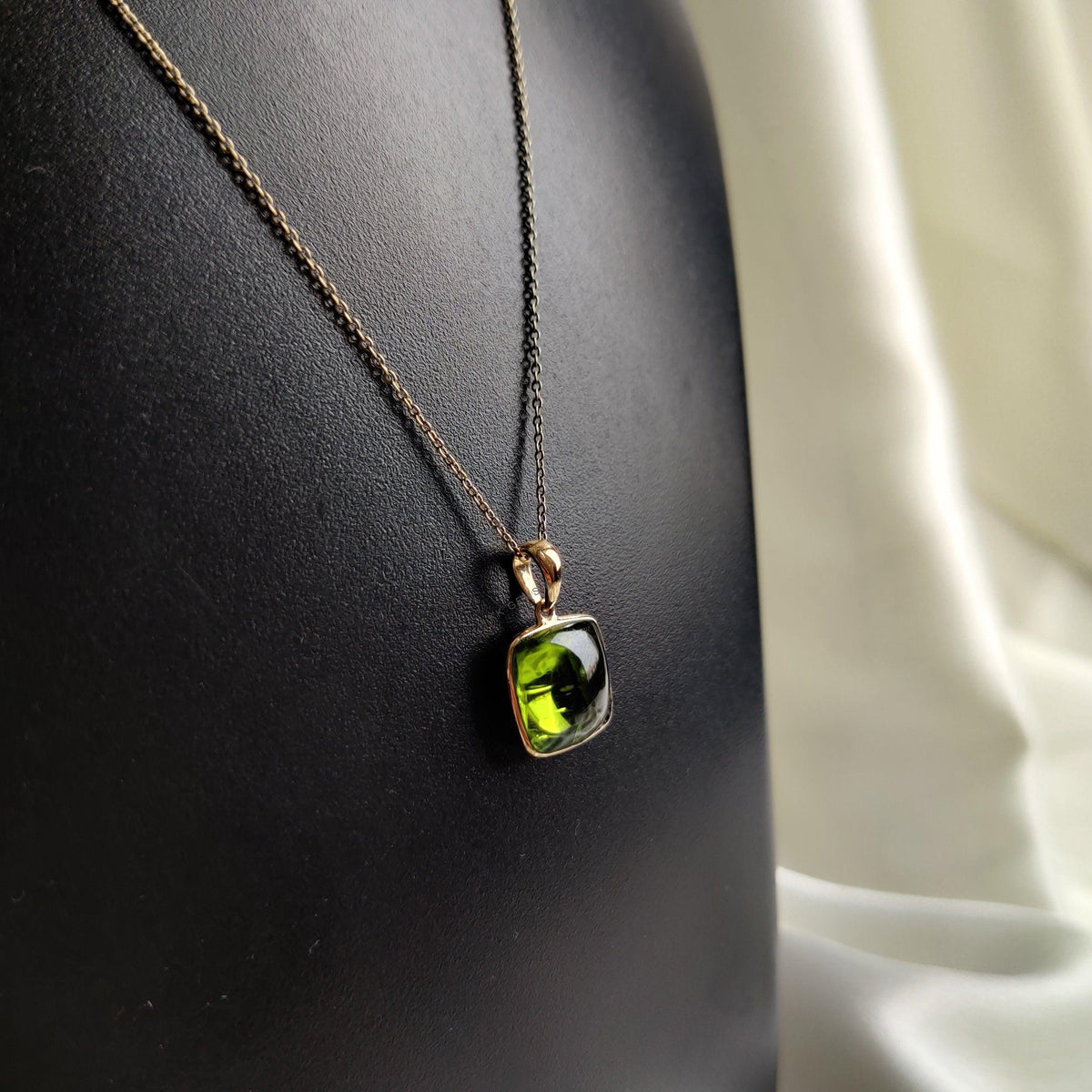 Natural Peridot Pendant, 14K Solid Yellow Gold Pendant, August Birthstone, Bezel Pendant, Christmas Present