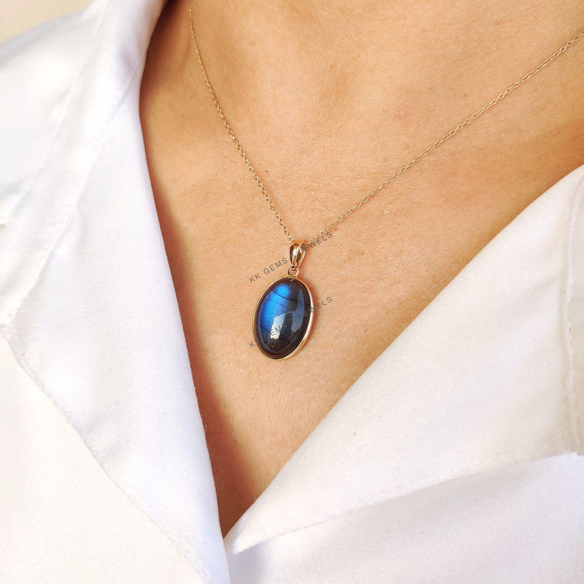 Natural Labradorite Pendant, 14K Solid Yellow Gold Bezel Pendant, November Birthstone, Christmas Present