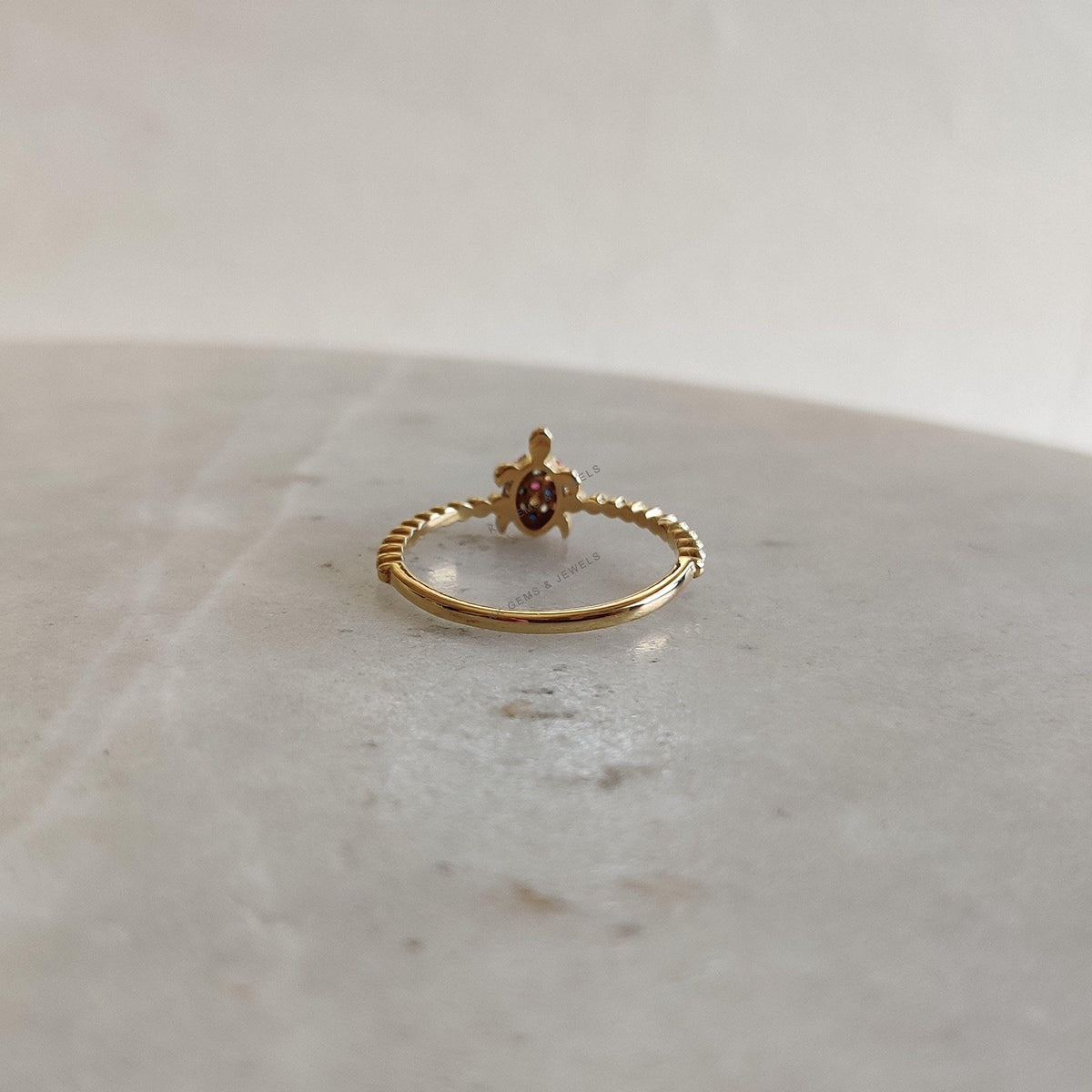 14K Solid Yellow Gold Natural Multi Sapphire Ring, Dainty September Birthstone
