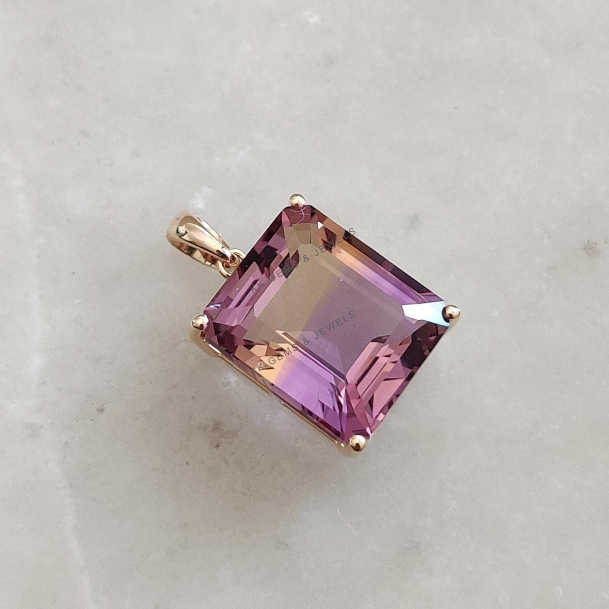 Natural Ametrine Pendant, 14K Solid Gold Necklace, Feb/Nov Birthstone