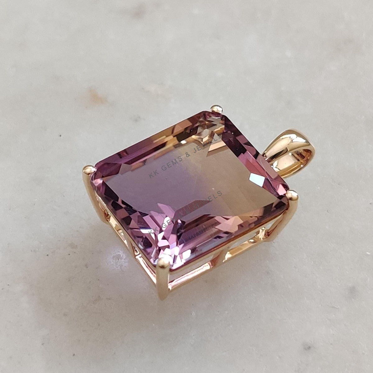 Natural Ametrine Pendant, 14K Solid Gold Necklace, Feb/Nov Birthstone