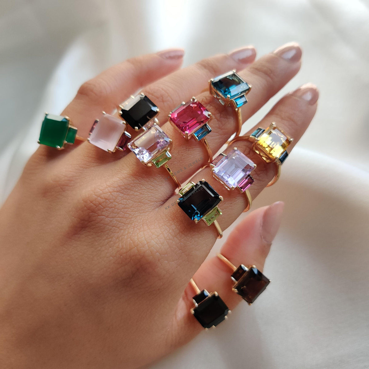 14K Solid Gold Natural Smoky Quartz Ring, Statement Jewelry