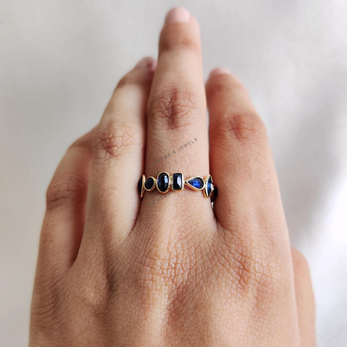 Natural Blue Sapphire 14K Solid Yellow Gold Ring, September Birthstone