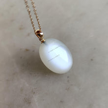 14K Solid Yellow Gold Natural White Moonstone Pendant, June Birthstone, Christmas Present