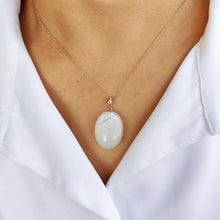 14K Solid Yellow Gold Natural White Moonstone Pendant, June Birthstone, Christmas Present