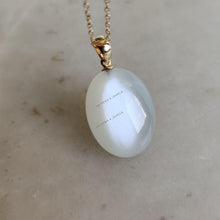 14K Solid Yellow Gold Natural White Moonstone Pendant: June Birthstone Jewelry, Christmas Present