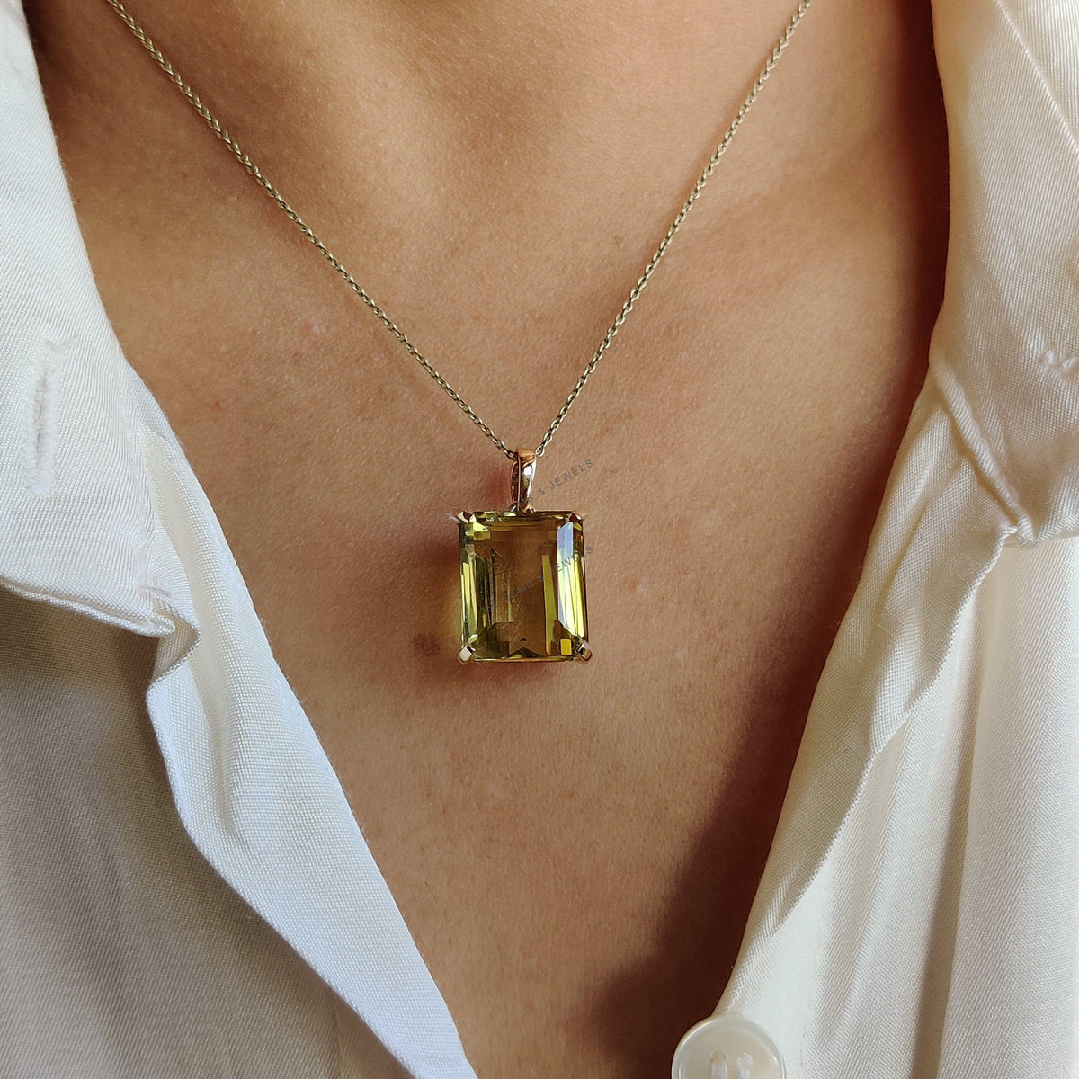 Natural Lemon Topaz Pendant: 14K Solid Yellow Gold, November Birthstone