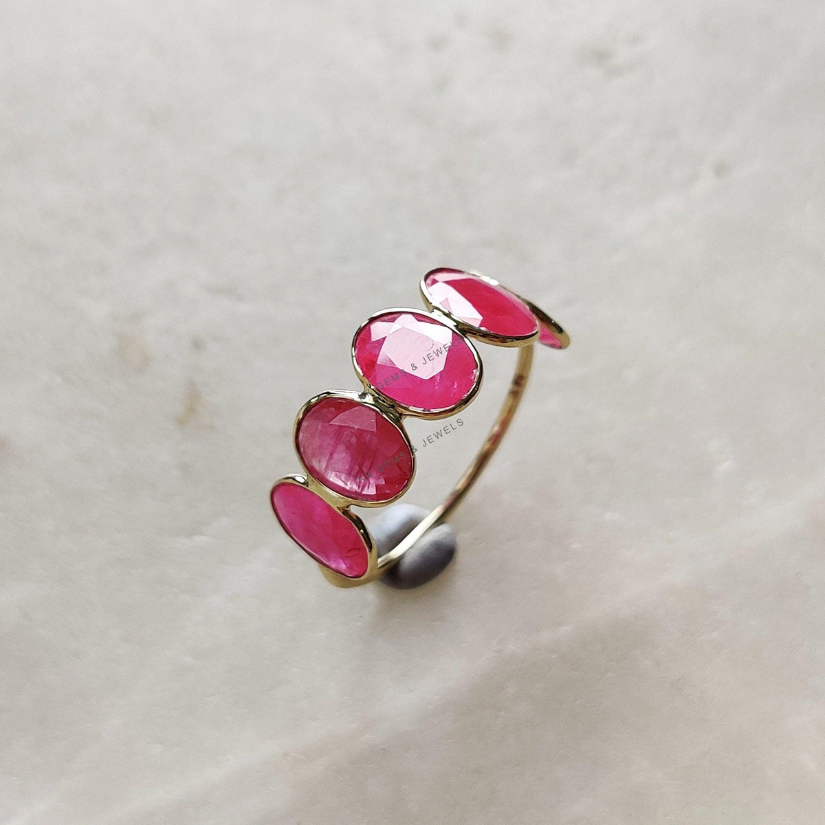 Natural Ruby 14K Solid Yellow Gold Ring, Dainty Gemstone Jewelry, Christmas Present