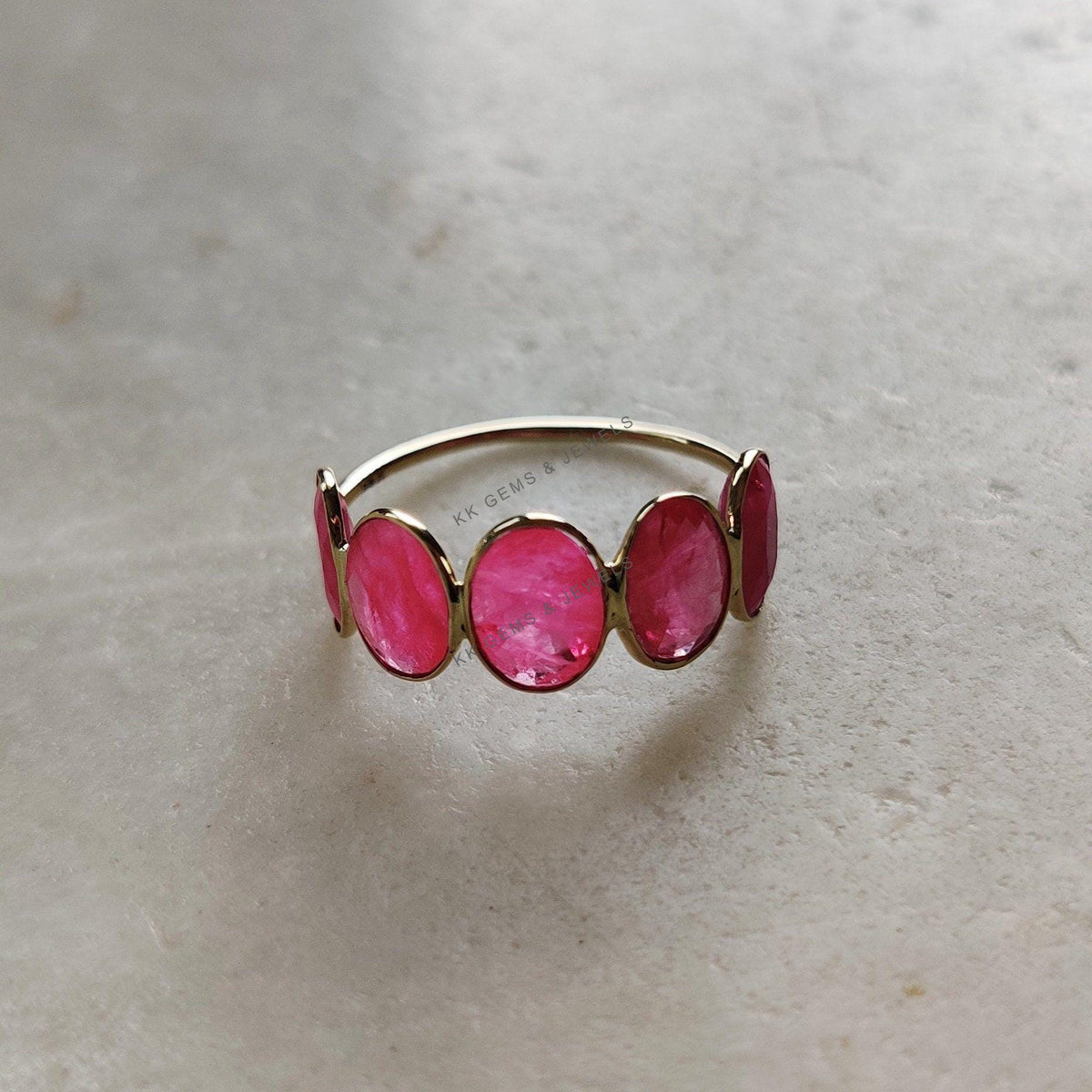 Natural Ruby 14K Solid Yellow Gold Ring, Dainty Gemstone Jewelry, Christmas Present