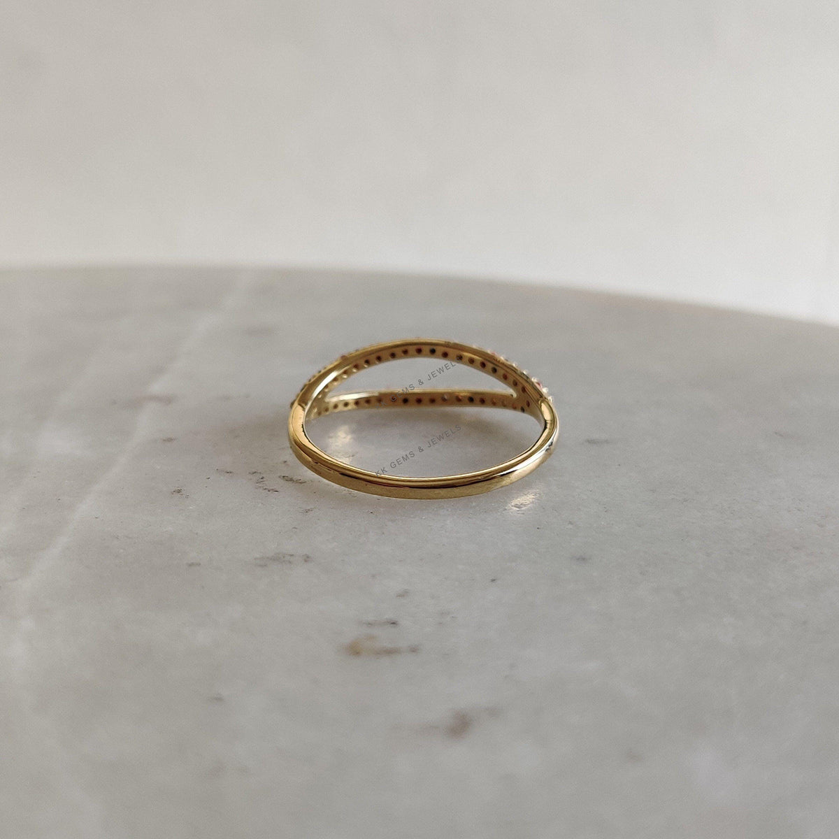 14K Solid Yellow Gold Natural Multi Sapphire Ring, September Birthstone Jewelry