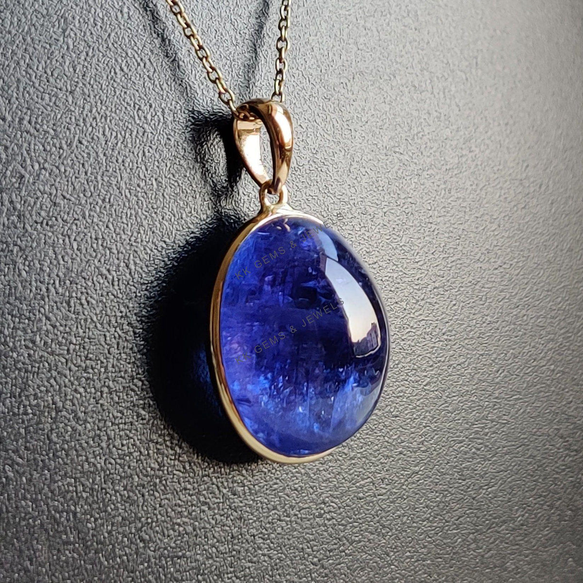 Natural Tanzanite 14K Solid Yellow Gold Bezel Pendant, December Birthstone