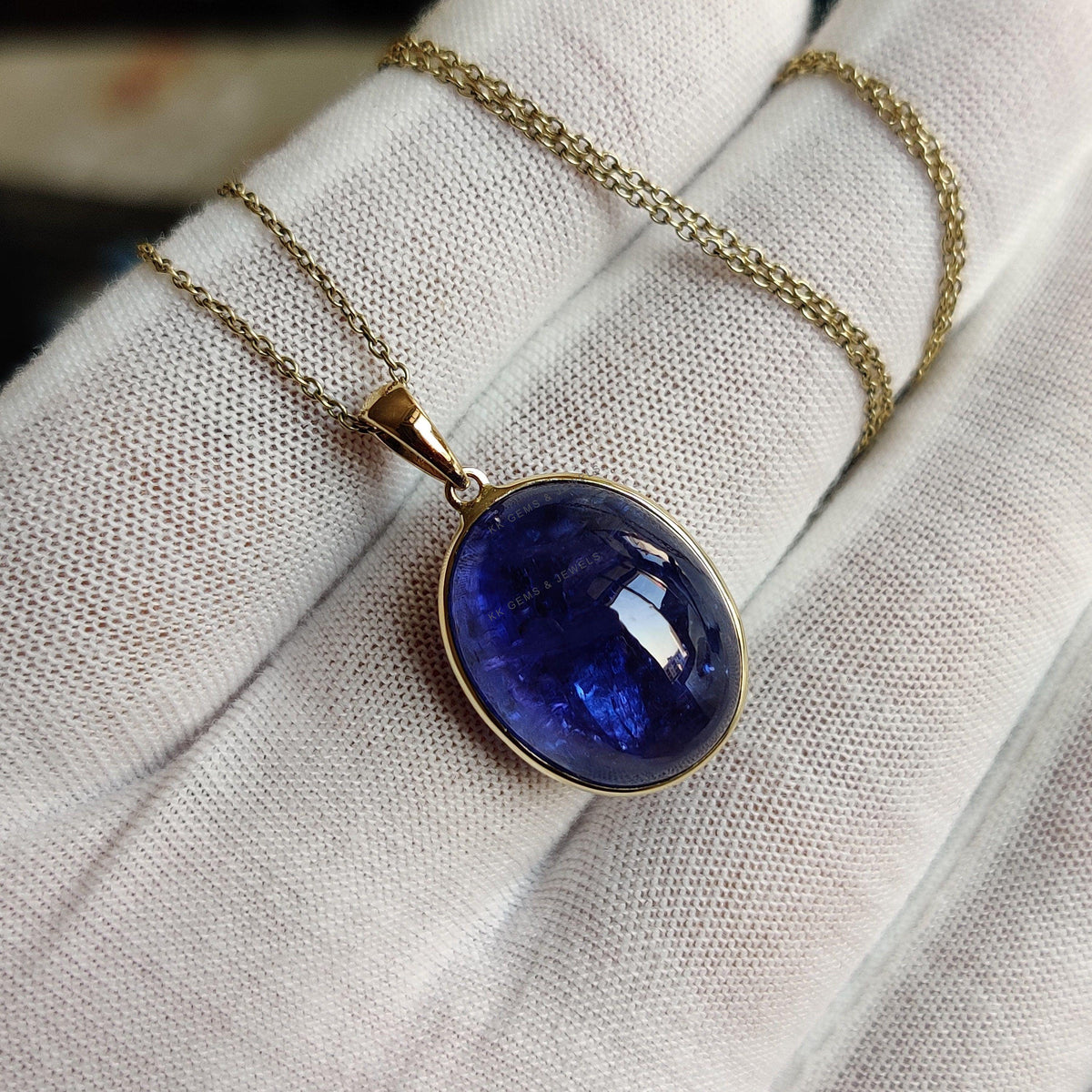 Natural Tanzanite 14K Solid Yellow Gold Bezel Pendant, December Birthstone