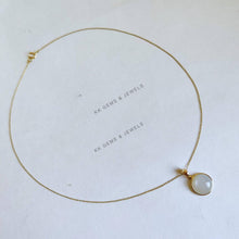 14K Solid Yellow Gold Natural White Moonstone Pendant, June Birthstone