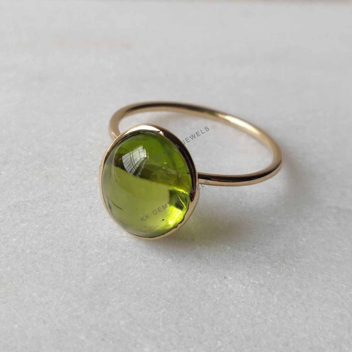Natural Peridot Ring: 14K Solid Yellow Gold, August Birthstone