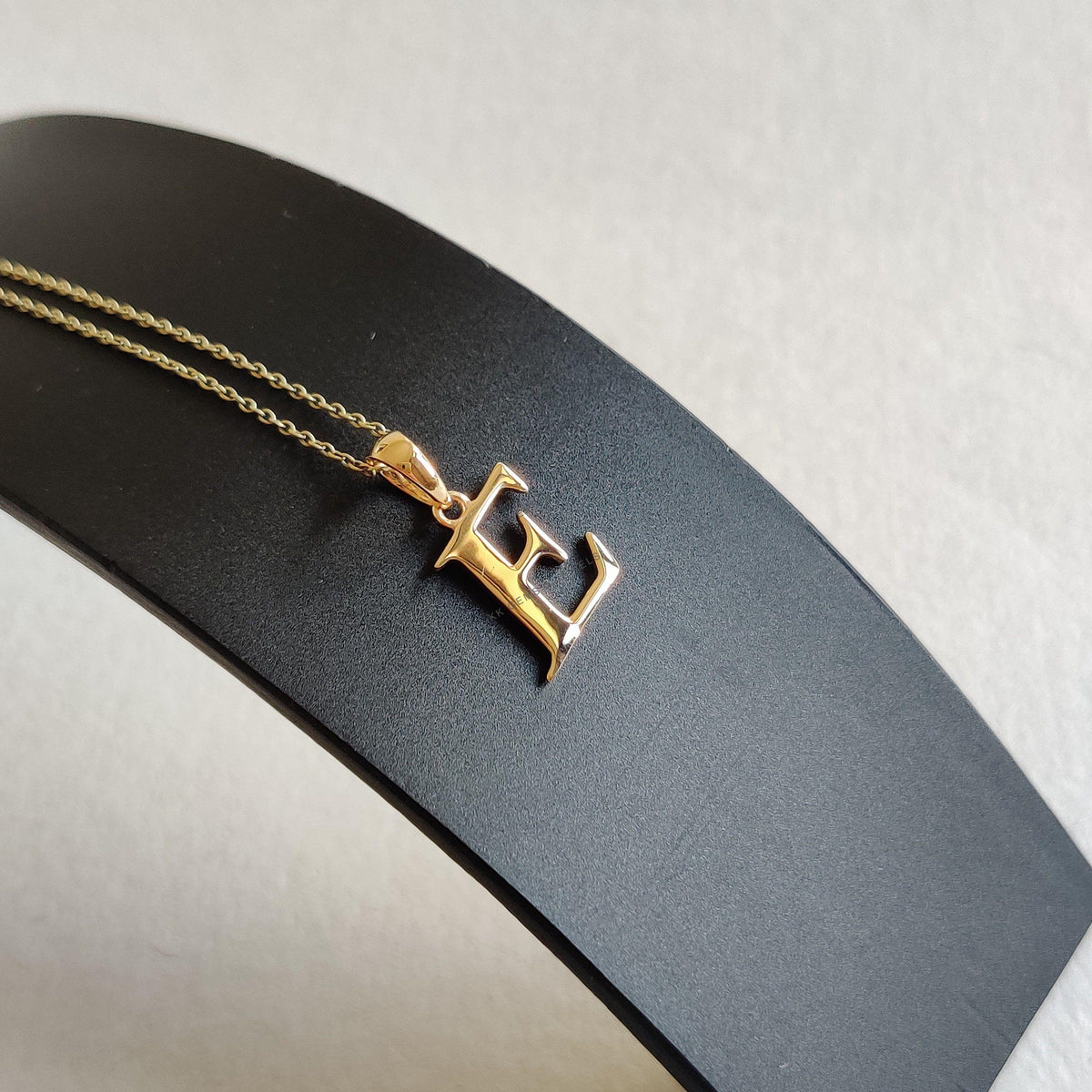 14K Solid Yellow Gold Initial E Pendant, Elegant Letter Pendant