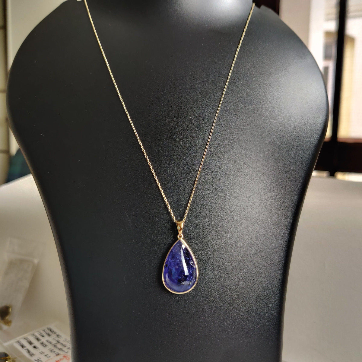 Pear Natural Tanzanite Pendant, 14K Solid Yellow Gold Bezel Pendant, December Birthstone