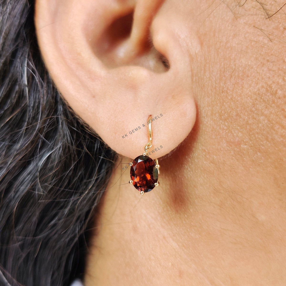 14K Solid Gold Natural Pink Tourmaline Earrings, October Birthstone