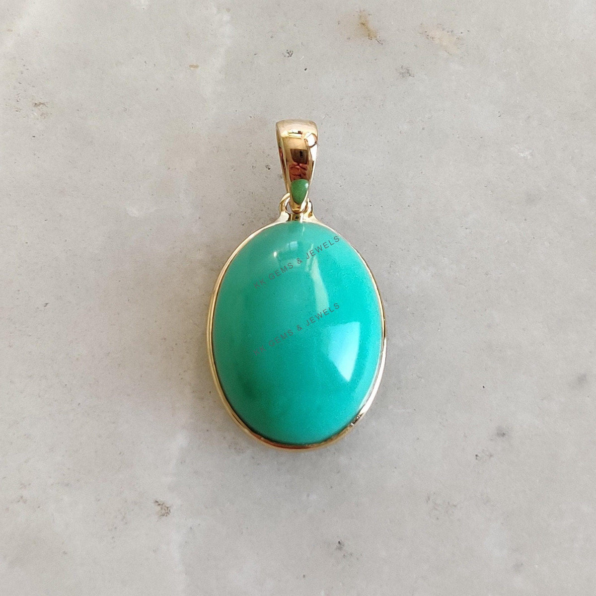 Natural Chrysoprase Pendant, 14K Solid Yellow Gold Bezel, May Birthstone