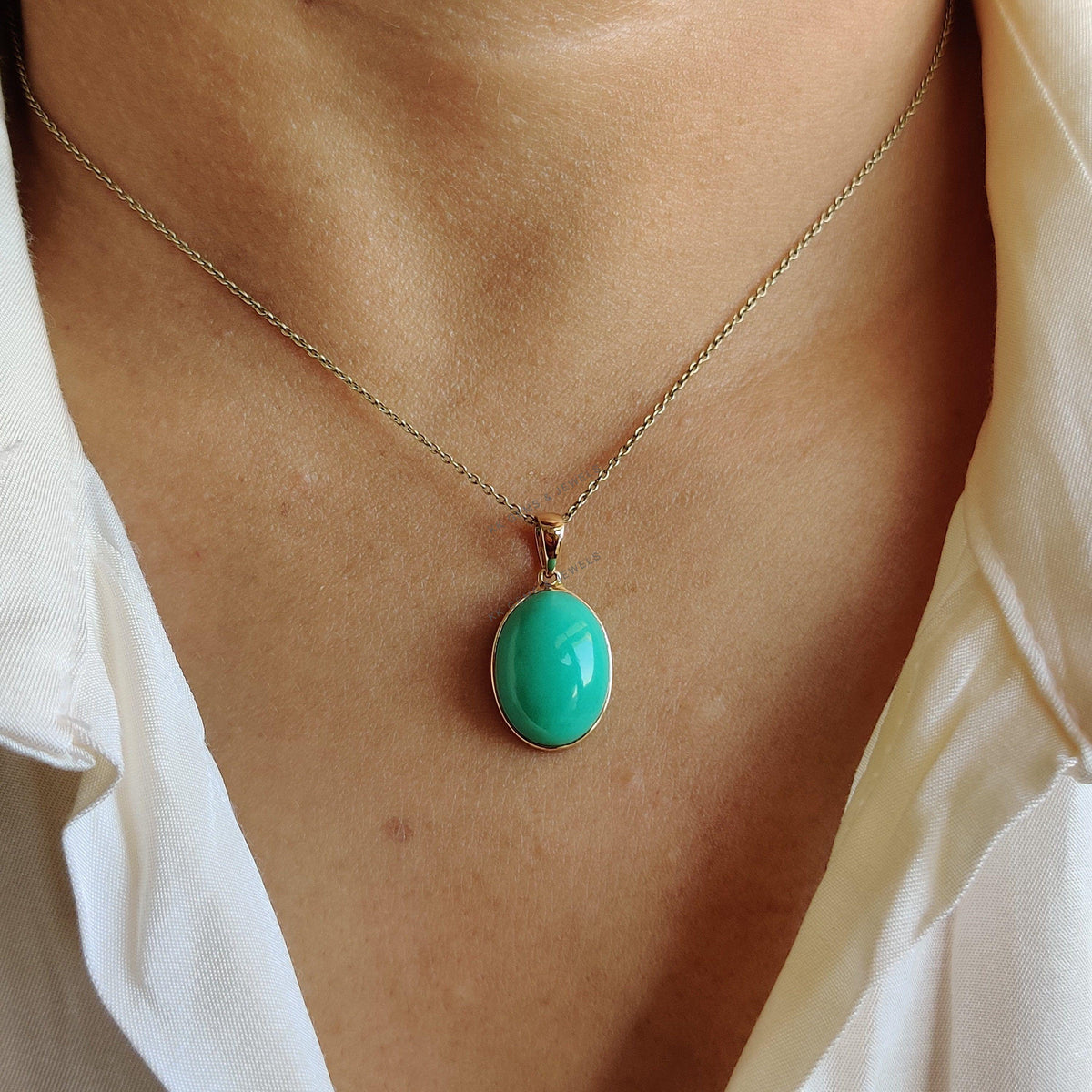 Natural Chrysoprase Pendant, 14K Solid Yellow Gold Bezel, May Birthstone