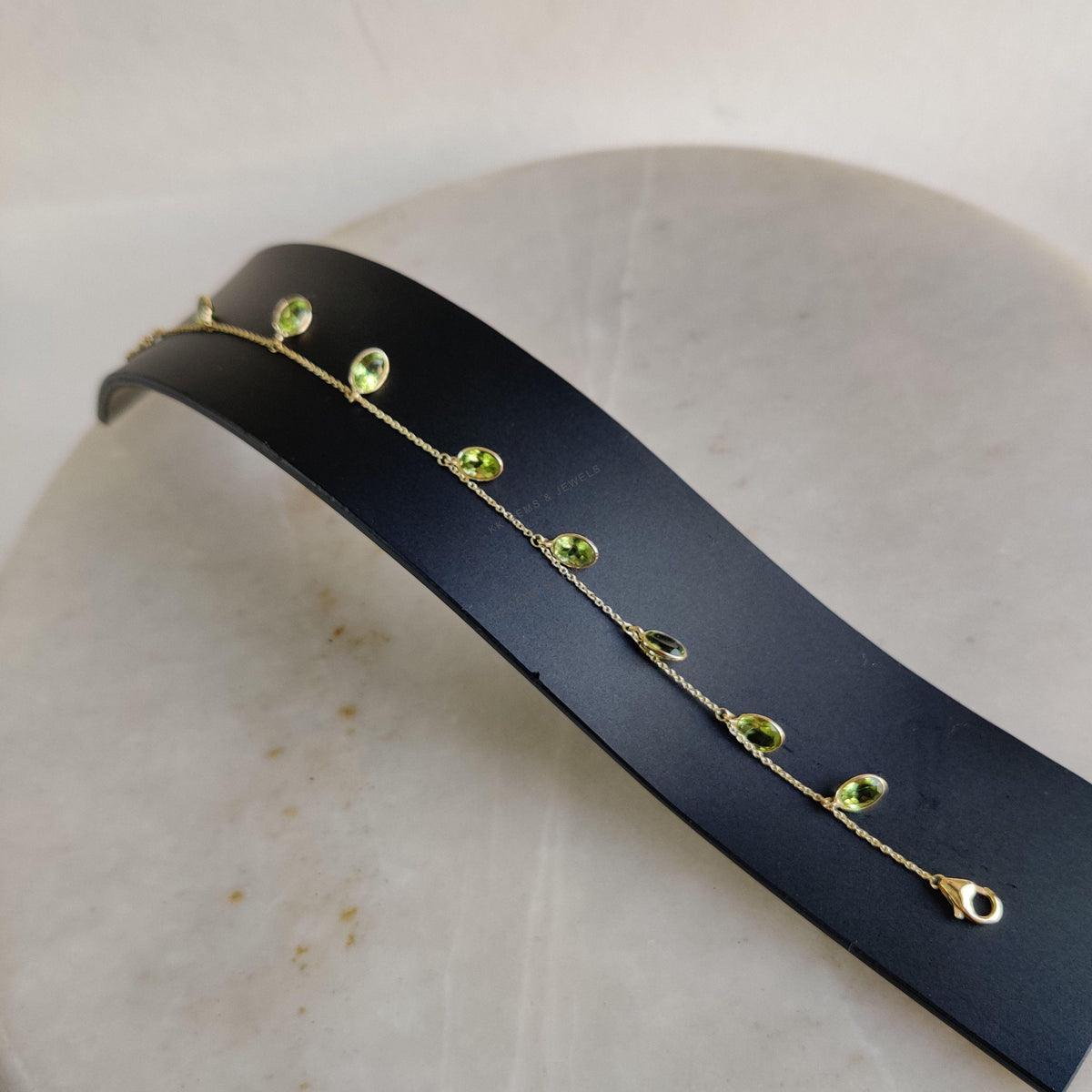 14K Solid Gold Natural Peridot Bracelet, Dainty August Birthstone Gemstone Bracelet