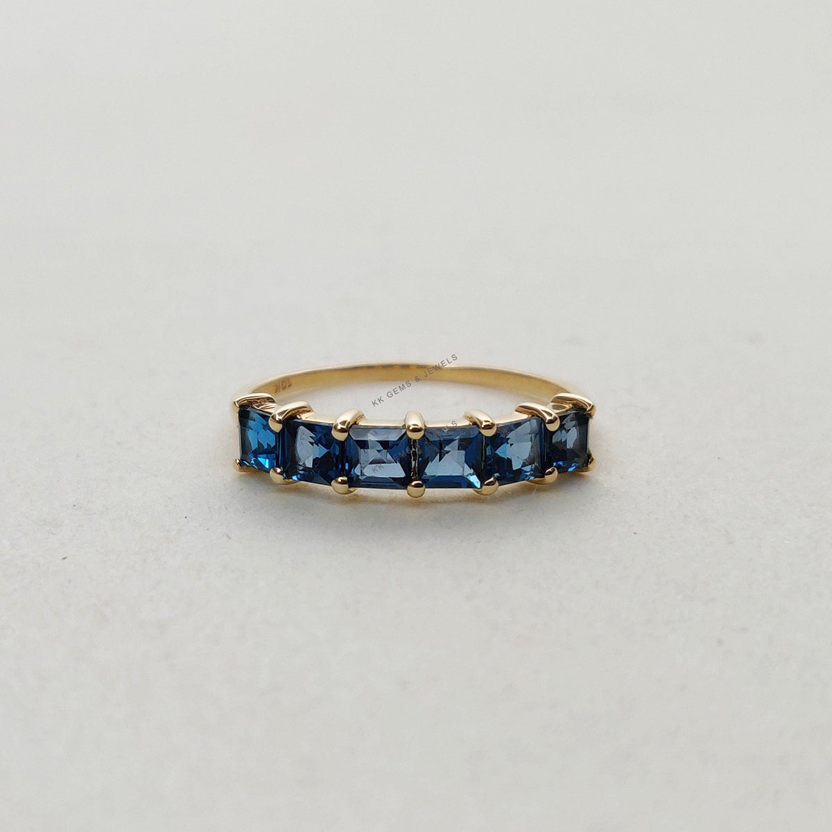 Natural London Blue Topaz 14K Solid Yellow Gold Ring, December Birthstone, Christmas Present