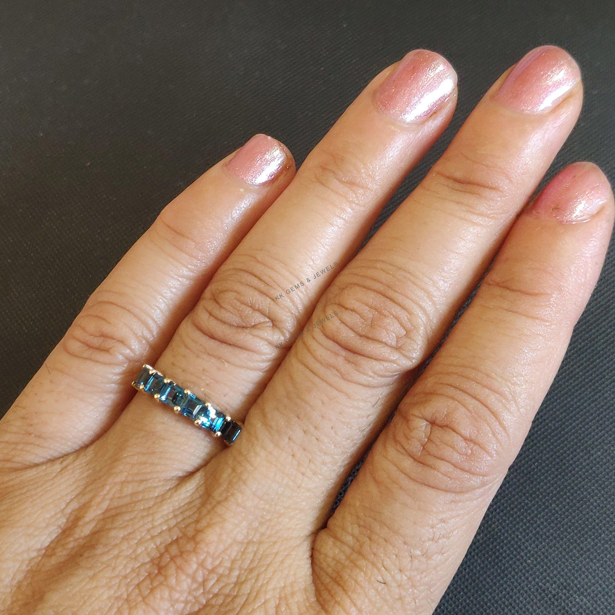 Natural London Blue Topaz 14K Solid Yellow Gold Ring, December Birthstone, Christmas Present