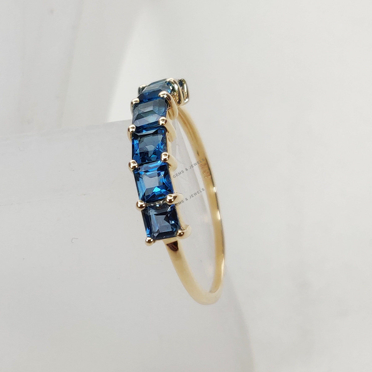 Natural London Blue Topaz 14K Solid Yellow Gold Ring, December Birthstone, Christmas Present