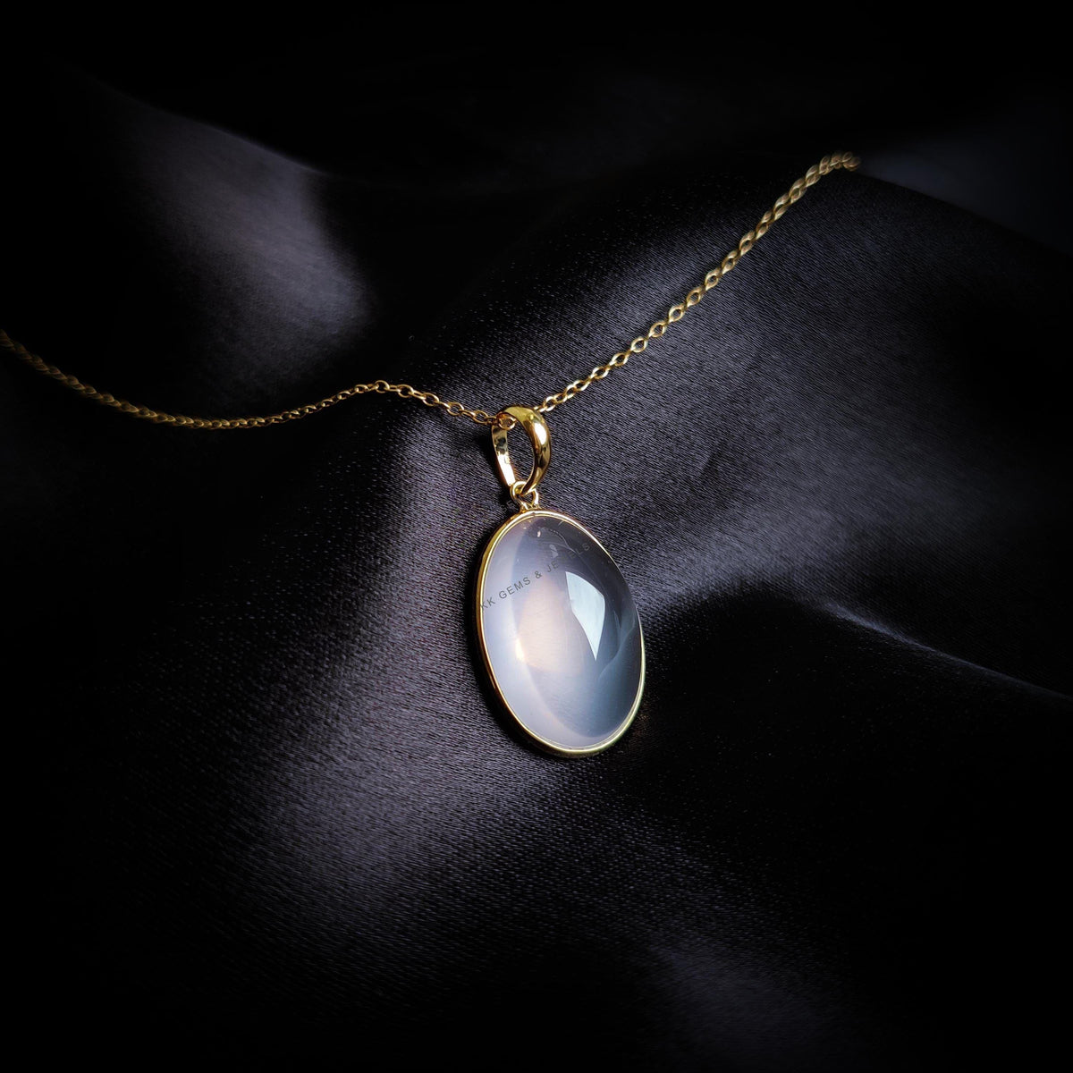 14K Solid Yellow Gold Natural Rose Quartz Pendant, January Birthstone