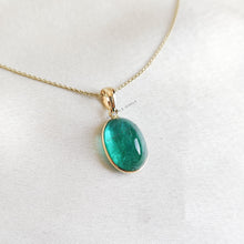 Natural Emerald Pendant, 14K Solid Yellow Gold Bezel Pendant, May Birthstone