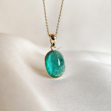 Natural Emerald Pendant, 14K Solid Yellow Gold Bezel Pendant, May Birthstone