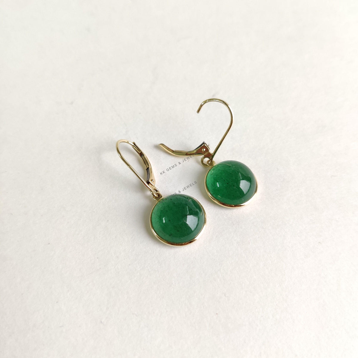 Natural Green Aventurine Earrings, 14K Solid Yellow Gold Earrings, August Birthstone, Christmas Present