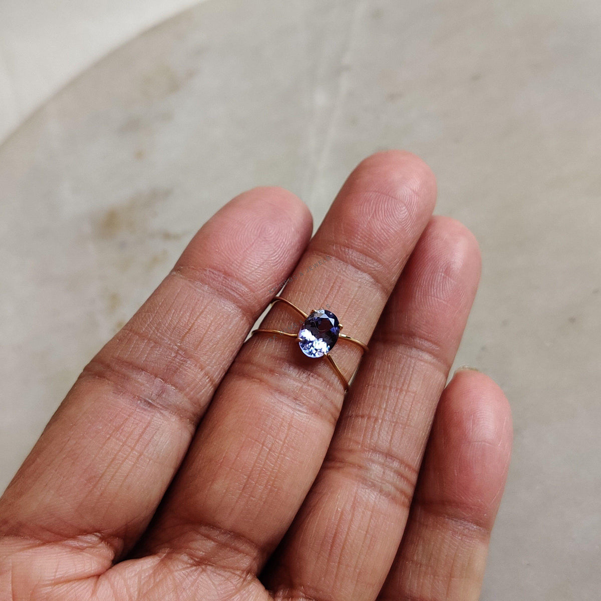 14K Solid Yellow Gold Natural Tanzanite Ring, Oval Cut December Birthstone