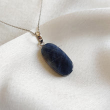 Natural Blue Sapphire Stiger Drill Pendant, 14K Solid White Gold, September Birthstone