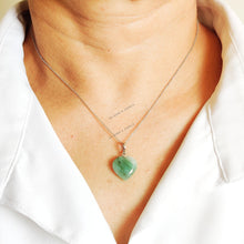 Natural Emerald Heart Pendant, 14K Solid White Gold, May Birthstone