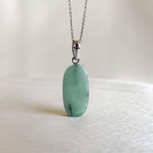 Natural Emerald Drill Pendant, 14K Solid White Gold, May Birthstone