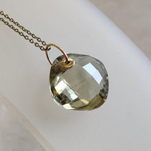 Natural Green Amethyst Pendant: 14K Solid Yellow Gold Drill Pendant, February Birthstone