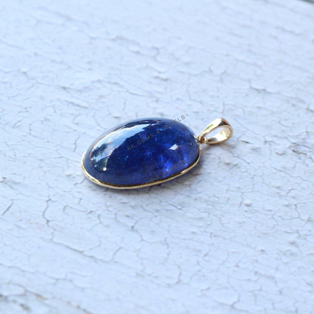 Natural Tanzanite Pendant, 14K Solid Yellow Gold Bezel Setting, December Birthstone